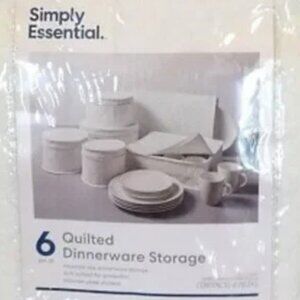 Simply Essential Set of 6 Quilted Dinnerware Storage NIP White